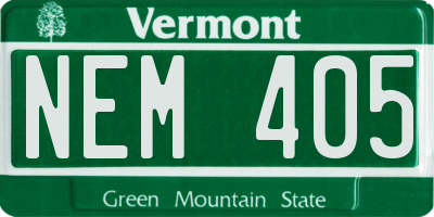 VT license plate NEM405