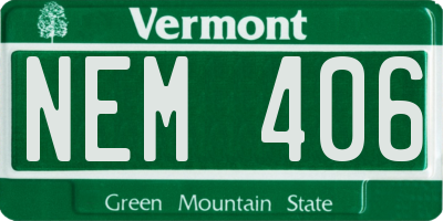 VT license plate NEM406