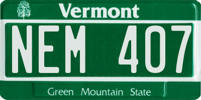 VT license plate NEM407