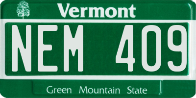 VT license plate NEM409
