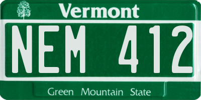 VT license plate NEM412