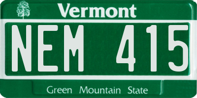 VT license plate NEM415
