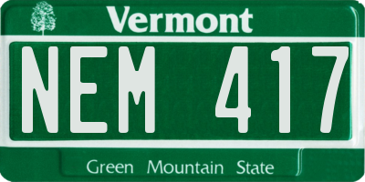 VT license plate NEM417