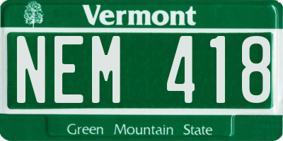 VT license plate NEM418