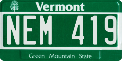VT license plate NEM419