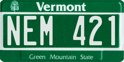 VT license plate NEM421