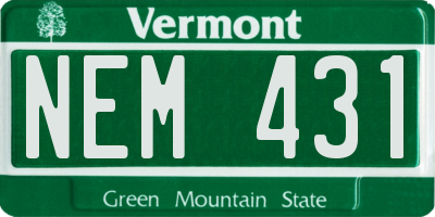 VT license plate NEM431