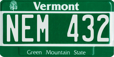 VT license plate NEM432