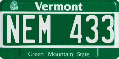 VT license plate NEM433