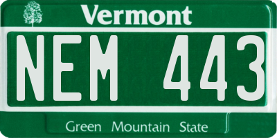 VT license plate NEM443