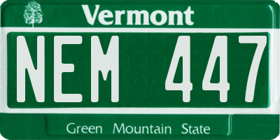 VT license plate NEM447