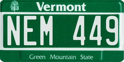 VT license plate NEM449