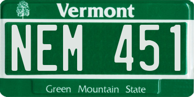 VT license plate NEM451