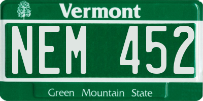 VT license plate NEM452