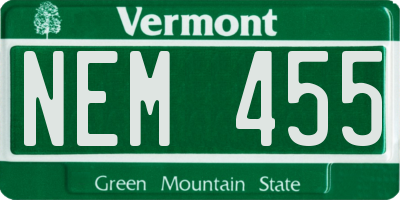 VT license plate NEM455