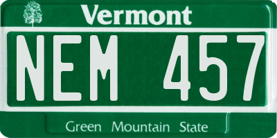 VT license plate NEM457