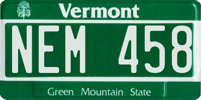 VT license plate NEM458