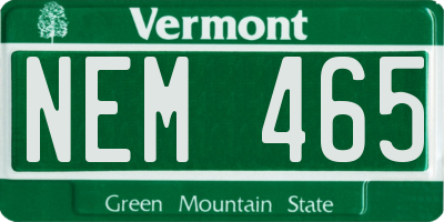 VT license plate NEM465