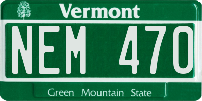 VT license plate NEM470