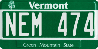 VT license plate NEM474