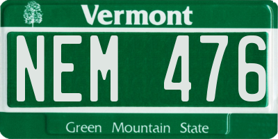 VT license plate NEM476