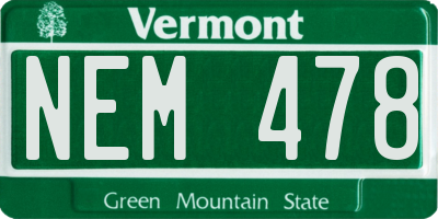 VT license plate NEM478