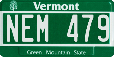 VT license plate NEM479
