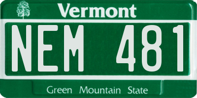 VT license plate NEM481