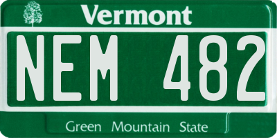 VT license plate NEM482
