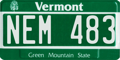 VT license plate NEM483
