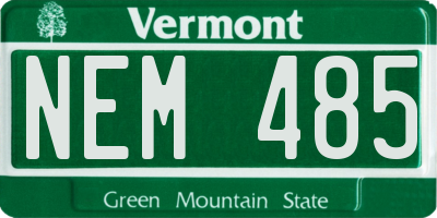VT license plate NEM485