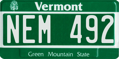 VT license plate NEM492