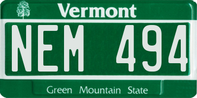 VT license plate NEM494
