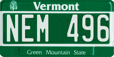 VT license plate NEM496