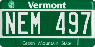 VT license plate NEM497