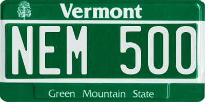 VT license plate NEM500