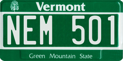 VT license plate NEM501