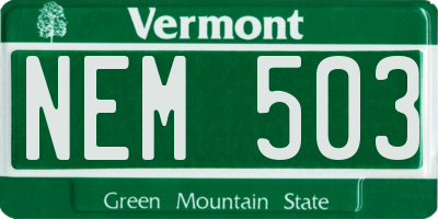 VT license plate NEM503