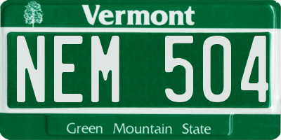 VT license plate NEM504