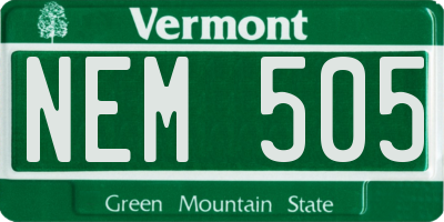 VT license plate NEM505