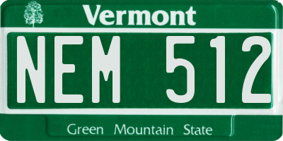 VT license plate NEM512