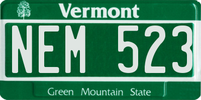 VT license plate NEM523