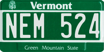 VT license plate NEM524