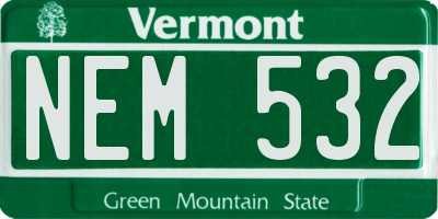 VT license plate NEM532