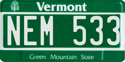 VT license plate NEM533