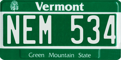 VT license plate NEM534