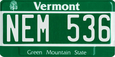 VT license plate NEM536