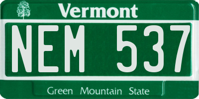 VT license plate NEM537