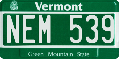 VT license plate NEM539