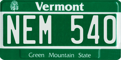VT license plate NEM540